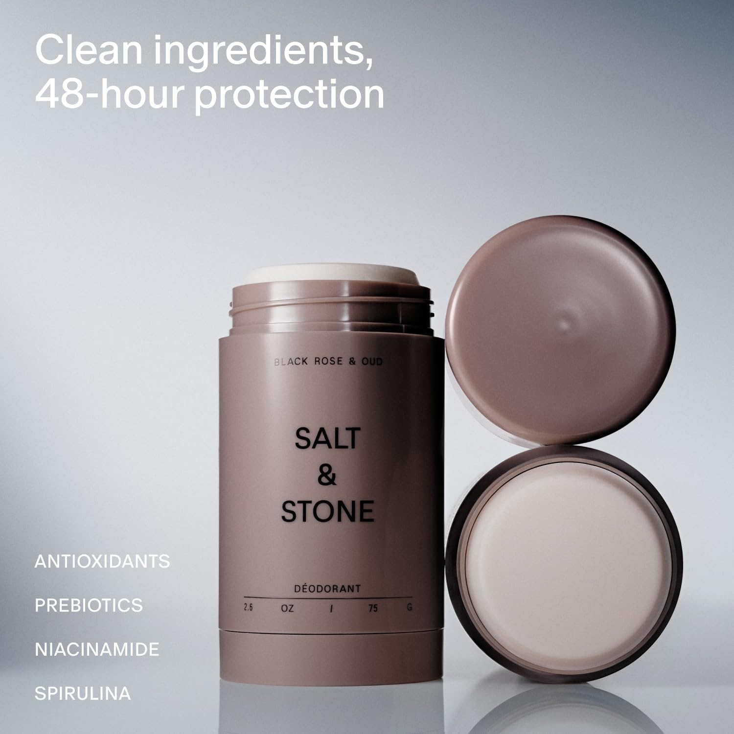 image:imageSalt amp Stone Aluminum Free Deodorant Extra Strength 48 Hour Protection for Women amp Men Made with Seaweed Extracts Niacinamide amp Prebiotics Bergamot amp HinokiBlack Rose Oud