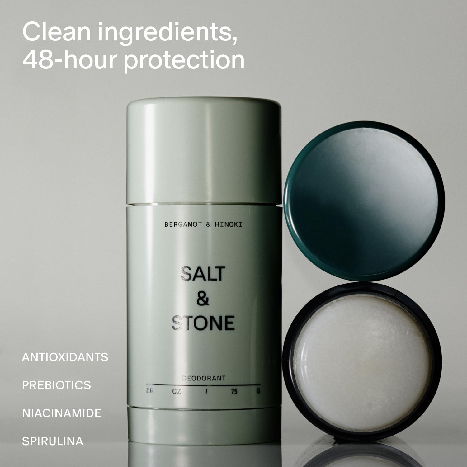 image:imageSalt amp Stone Aluminum Free Deodorant Extra Strength 48 Hour Protection for Women amp Men Made with Seaweed Extracts Niacinamide amp Prebiotics Bergamot amp HinokiBergamot Hinoki
