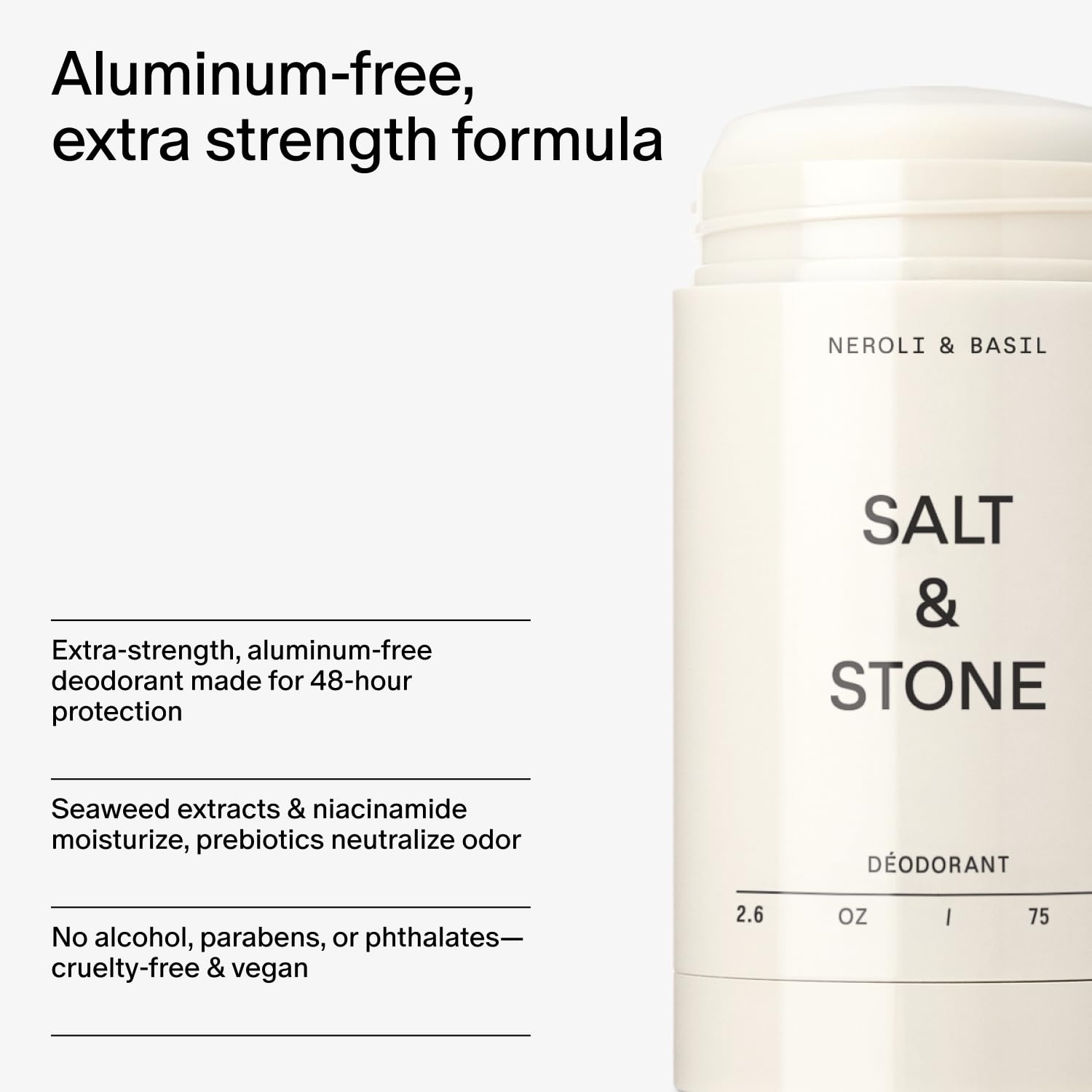 image:imageSalt amp Stone Aluminum Free Deodorant Extra Strength 48 Hour Protection for Women amp Men Made with Seaweed Extracts Niacinamide amp Prebiotics Bergamot amp HinokiNeroli Basil
