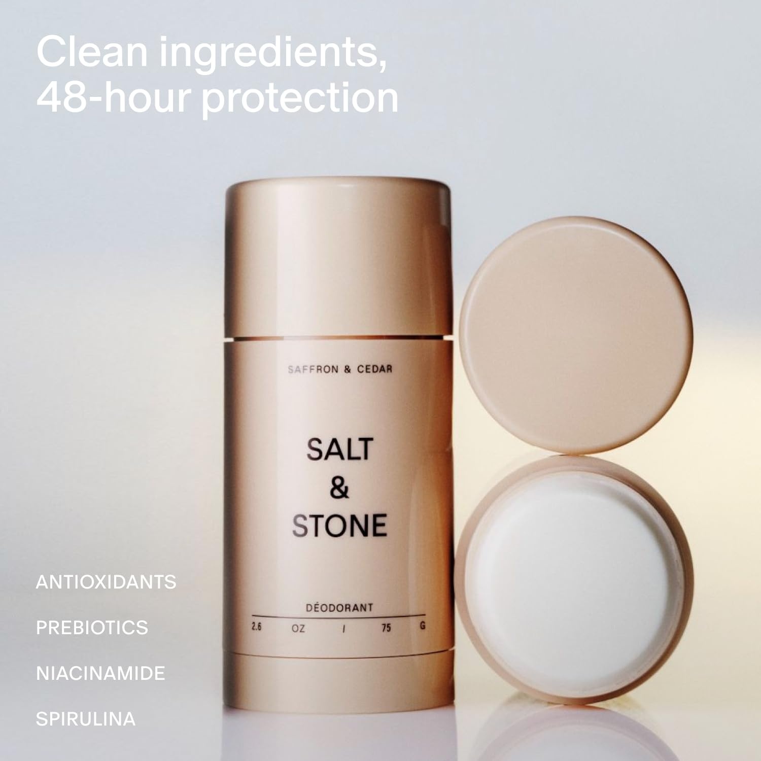 image:imageSalt amp Stone Aluminum Free Deodorant Extra Strength 48 Hour Protection for Women amp Men Made with Seaweed Extracts Niacinamide amp Prebiotics Bergamot amp HinokiSaffron Cedar