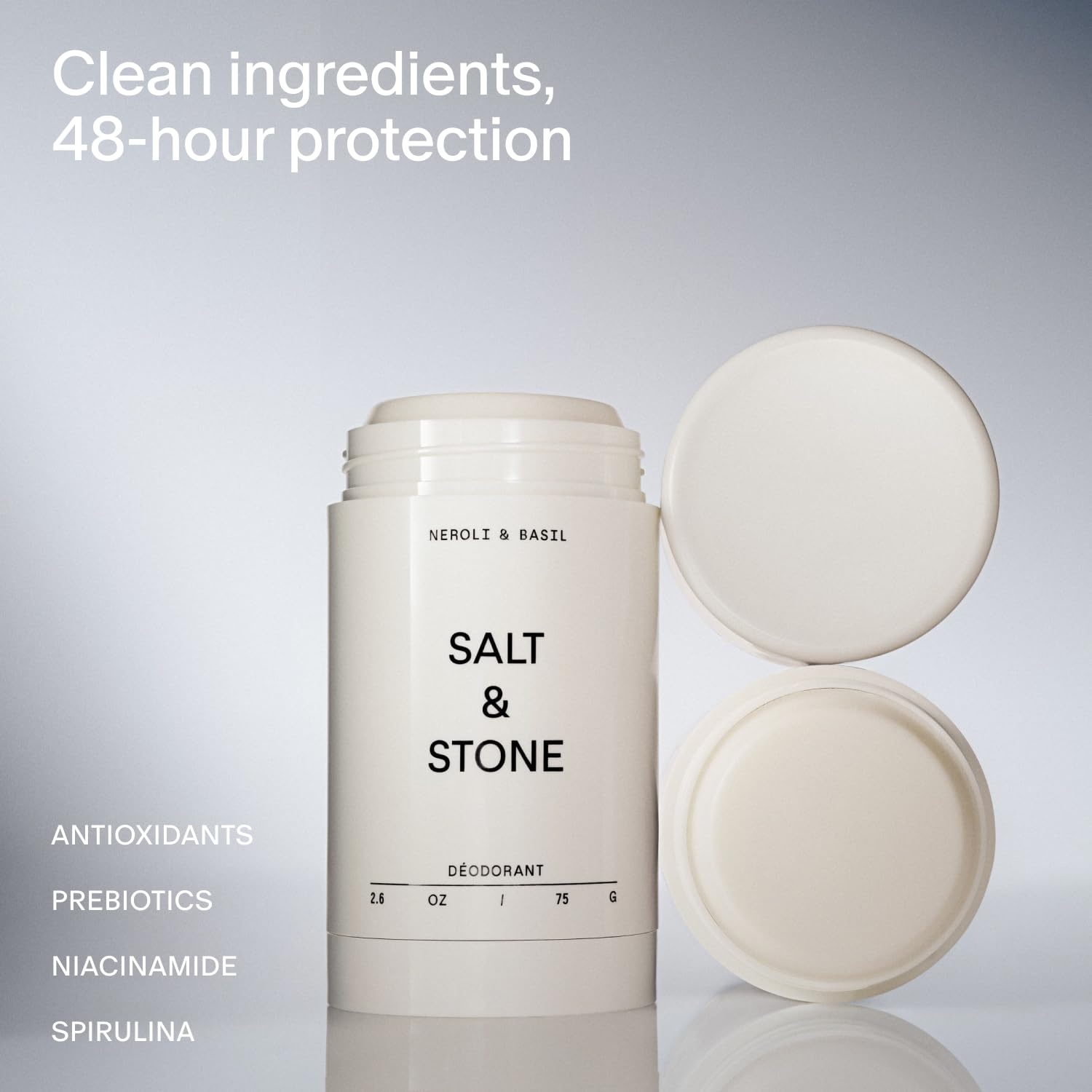 image:imageSalt amp Stone Aluminum Free Deodorant Extra Strength 48 Hour Protection for Women amp Men Made with Seaweed Extracts Niacinamide amp Prebiotics Bergamot amp HinokiNeroli Basil