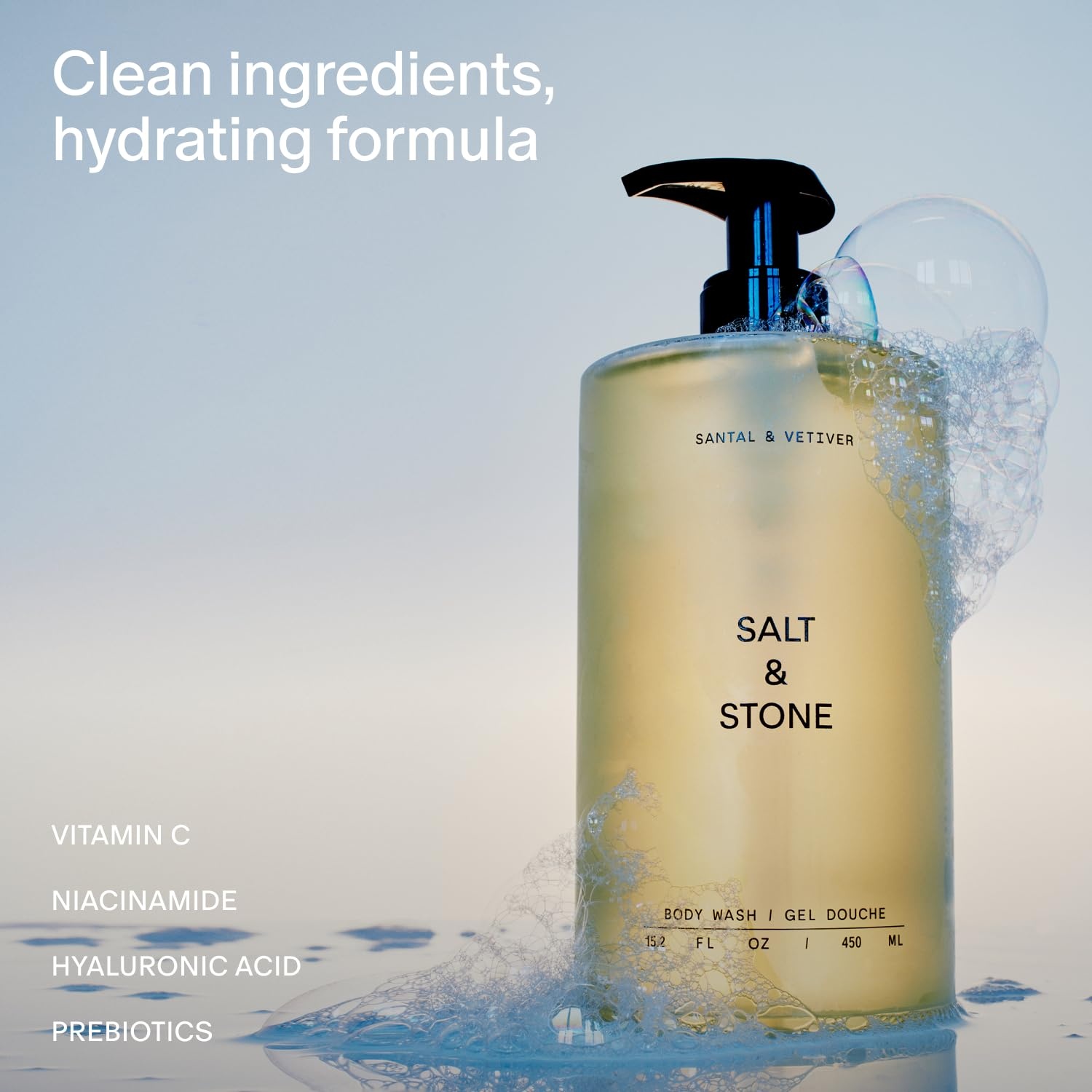 image:imageSalt amp Stone Body Wash with Antioxidants for Deep Moisture For Women amp Men Sulfate Paraben amp Dye Free Leaving Skin Soft and Hydrated Santal amp Vetiver 152 fl ozSantal Vetiver