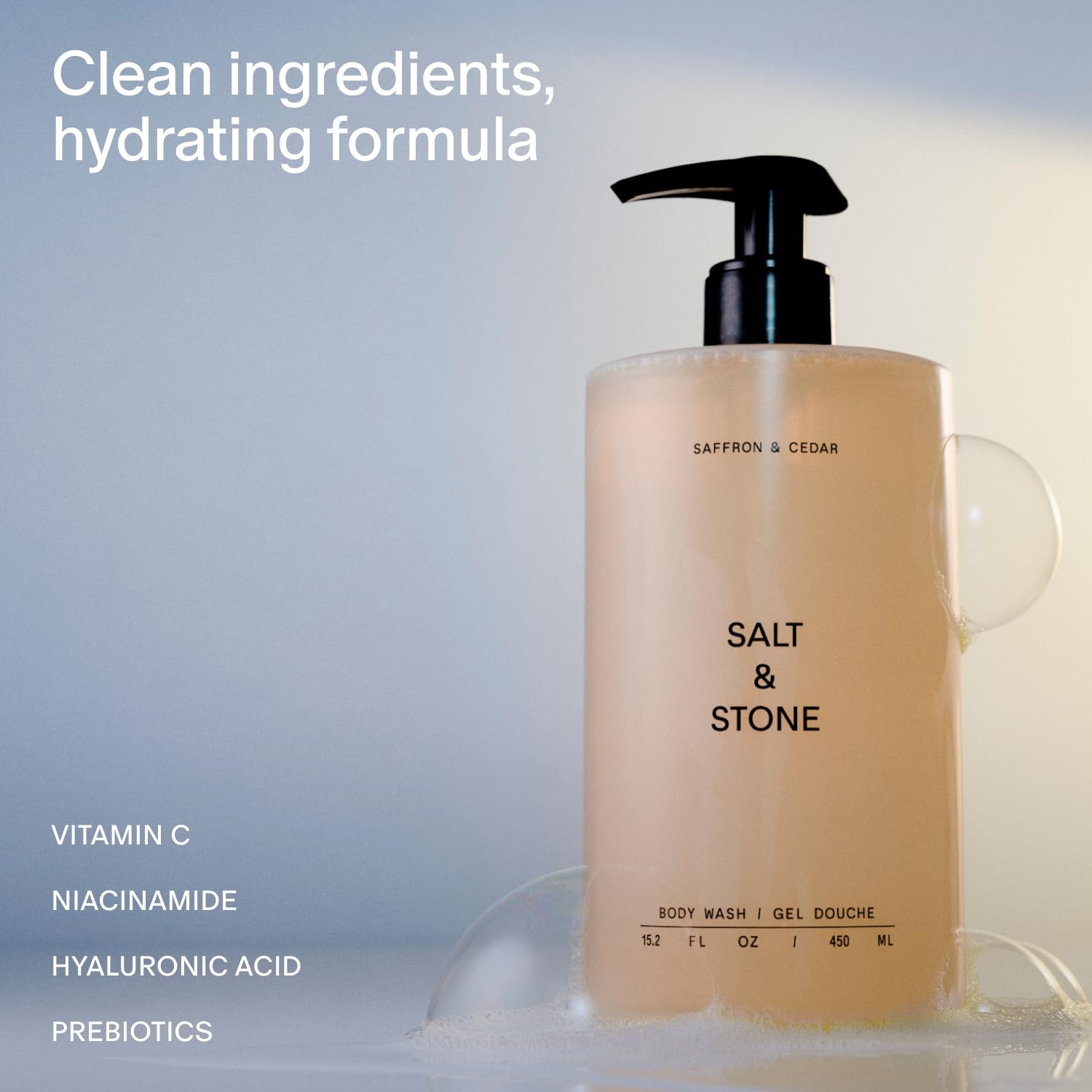 image:imageSalt amp Stone Body Wash with Antioxidants for Deep Moisture For Women amp Men Sulfate Paraben amp Dye Free Leaving Skin Soft and Hydrated Santal amp Vetiver 152 fl ozSaffron Cedar