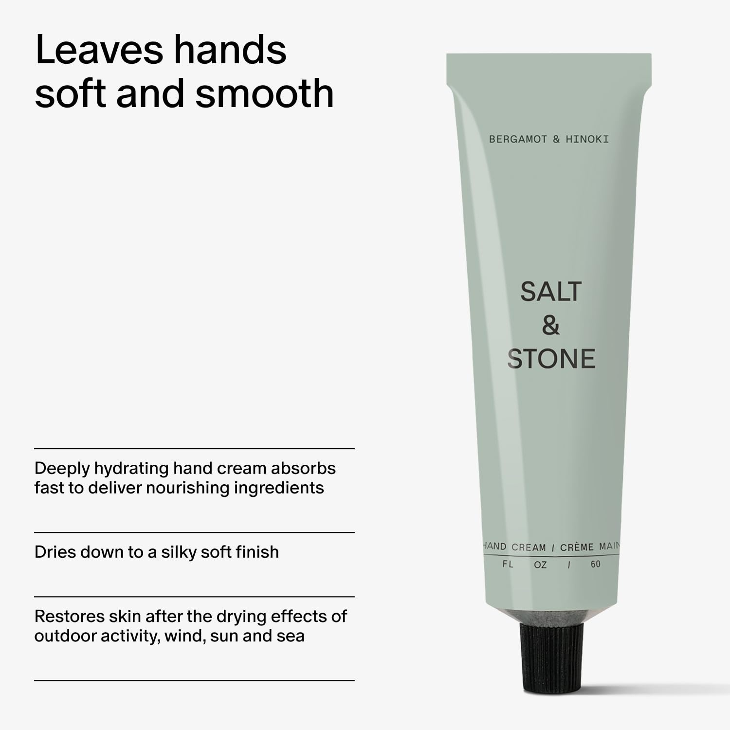 image:imageSalt amp Stone Hand Cream for Women amp Men Hydrates Nourishes amp Softens Skin Restores Dry Cracked Hands FastAbsorbing CrueltyFree amp Vegan Bergamot amp Hinoki 2 fl ozBergamot Hinoki