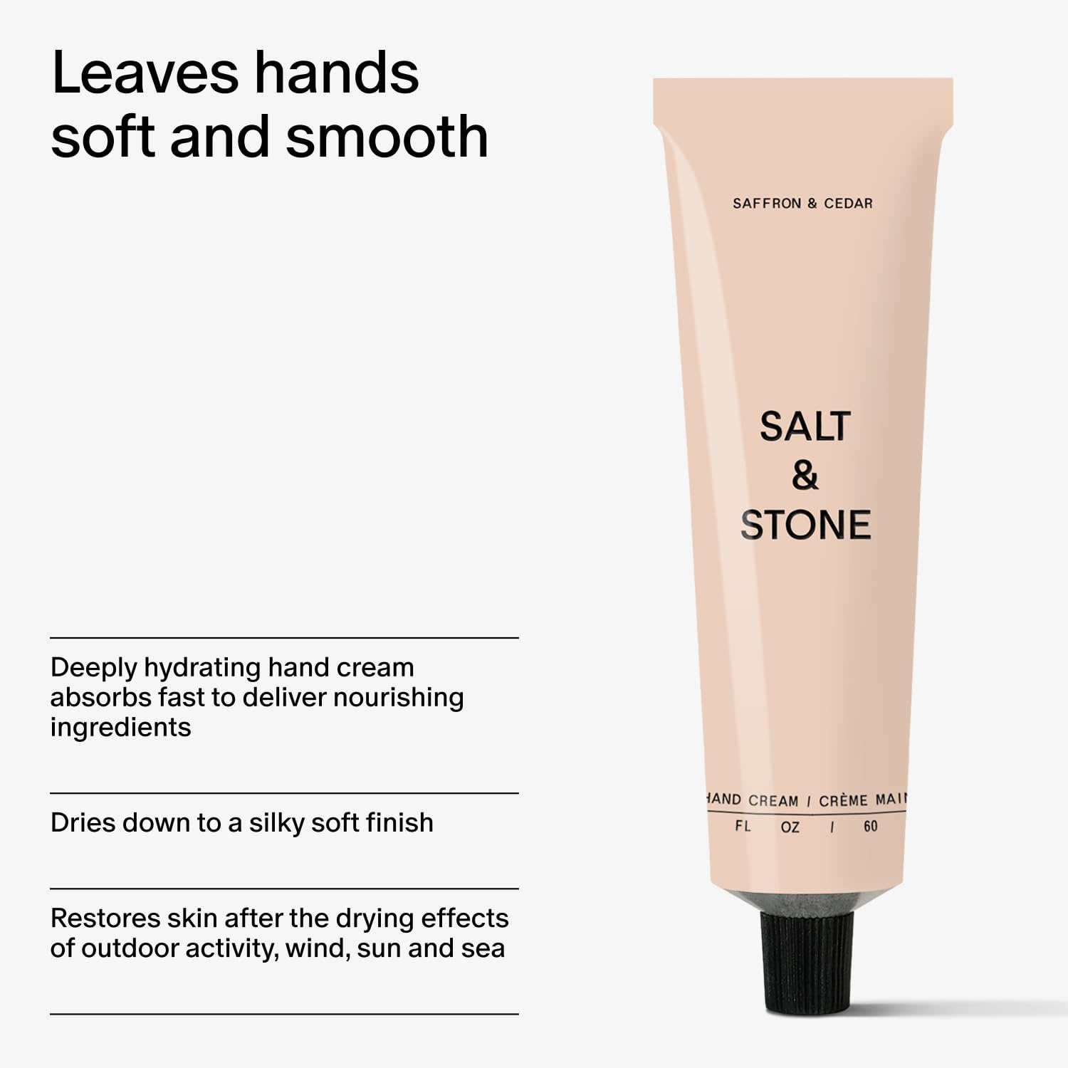image:imageSalt amp Stone Hand Cream for Women amp Men Hydrates Nourishes amp Softens Skin Restores Dry Cracked Hands FastAbsorbing CrueltyFree amp Vegan Bergamot amp Hinoki 2 fl ozSaffron Cedar
