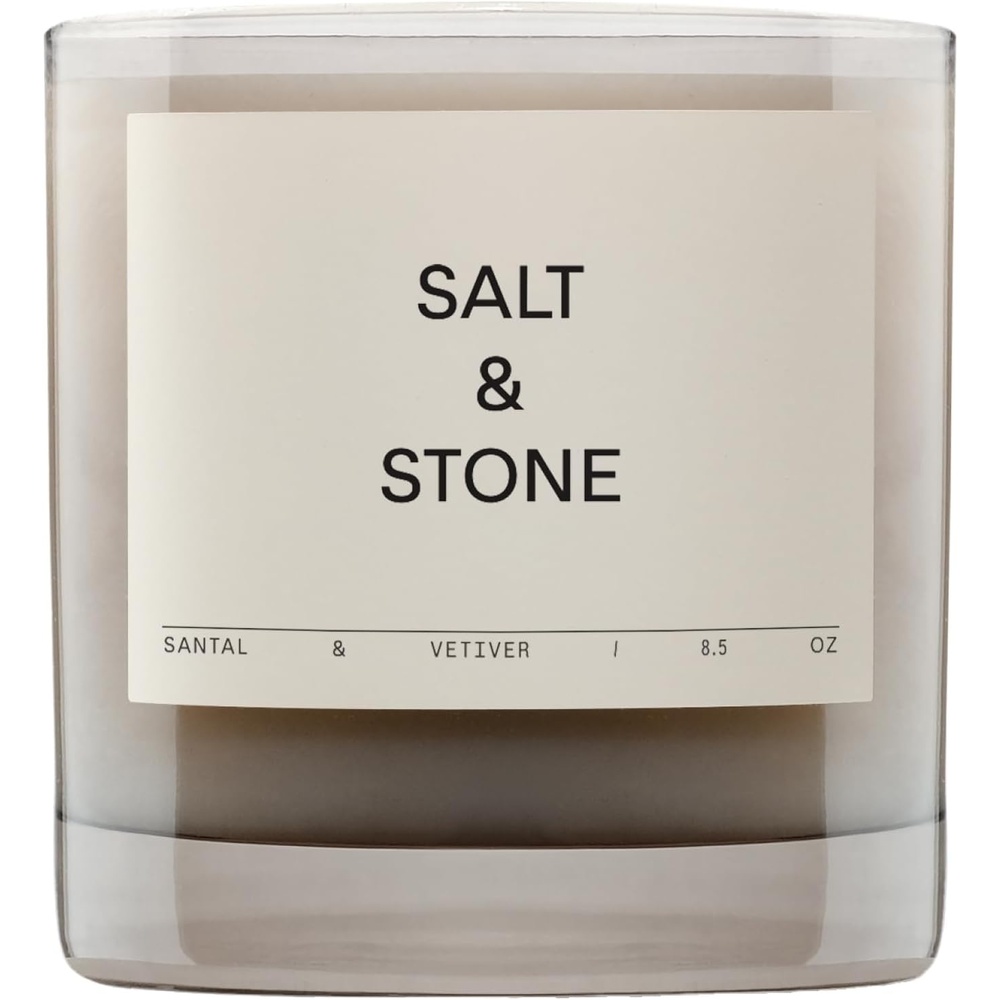 image:imageSalt amp Stone Scented Candle for Women amp Men  Coconut amp Soy Blend Wax  HandPoured Aromatic amp Fragrant  100 Cotton Wick  LongLasting 50 Hour Burn Time  Bergamot amp Hinoki 85 ozSantal  Vetiver
